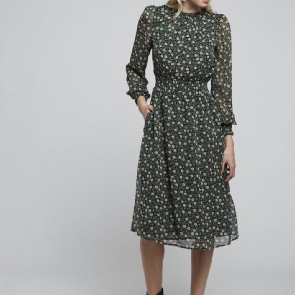 Daniel smock neck deck midi dress